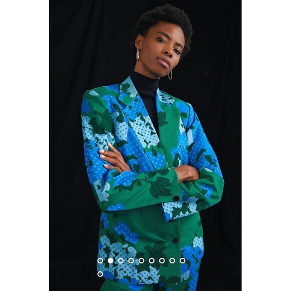 Anthropologie x Pinnacle Emerald Floral Jacket Size 6P - Picture 1 of 10